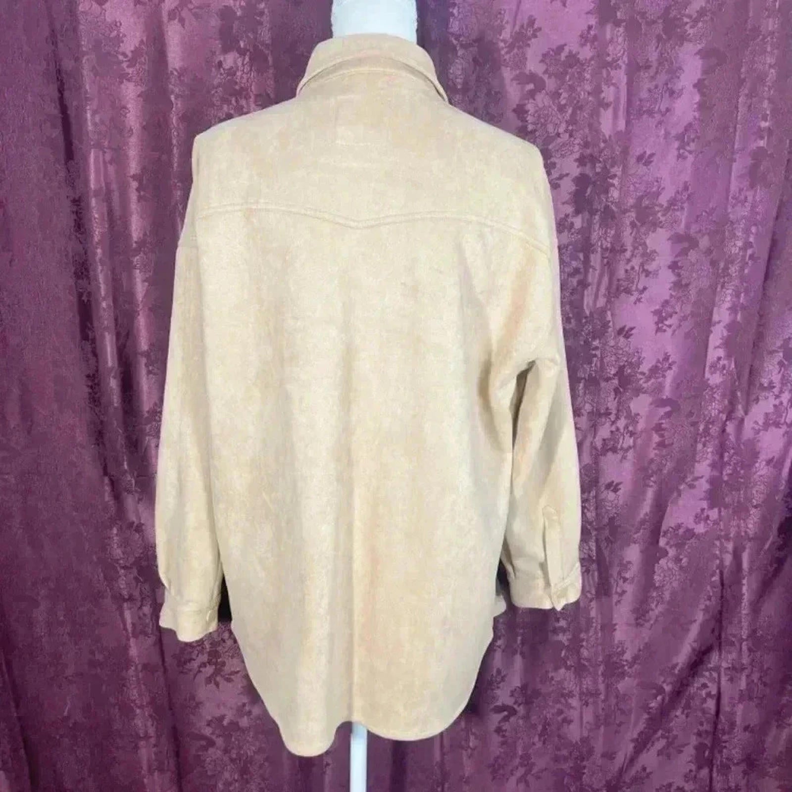ELODIE Women's Sueded Snap Front Utility Jacket with Chest Pocket Size L