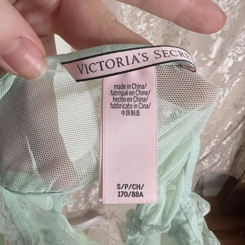 Victoria's Secret Sea Foam Green Lace Babydoll Lingerie Women's Size S