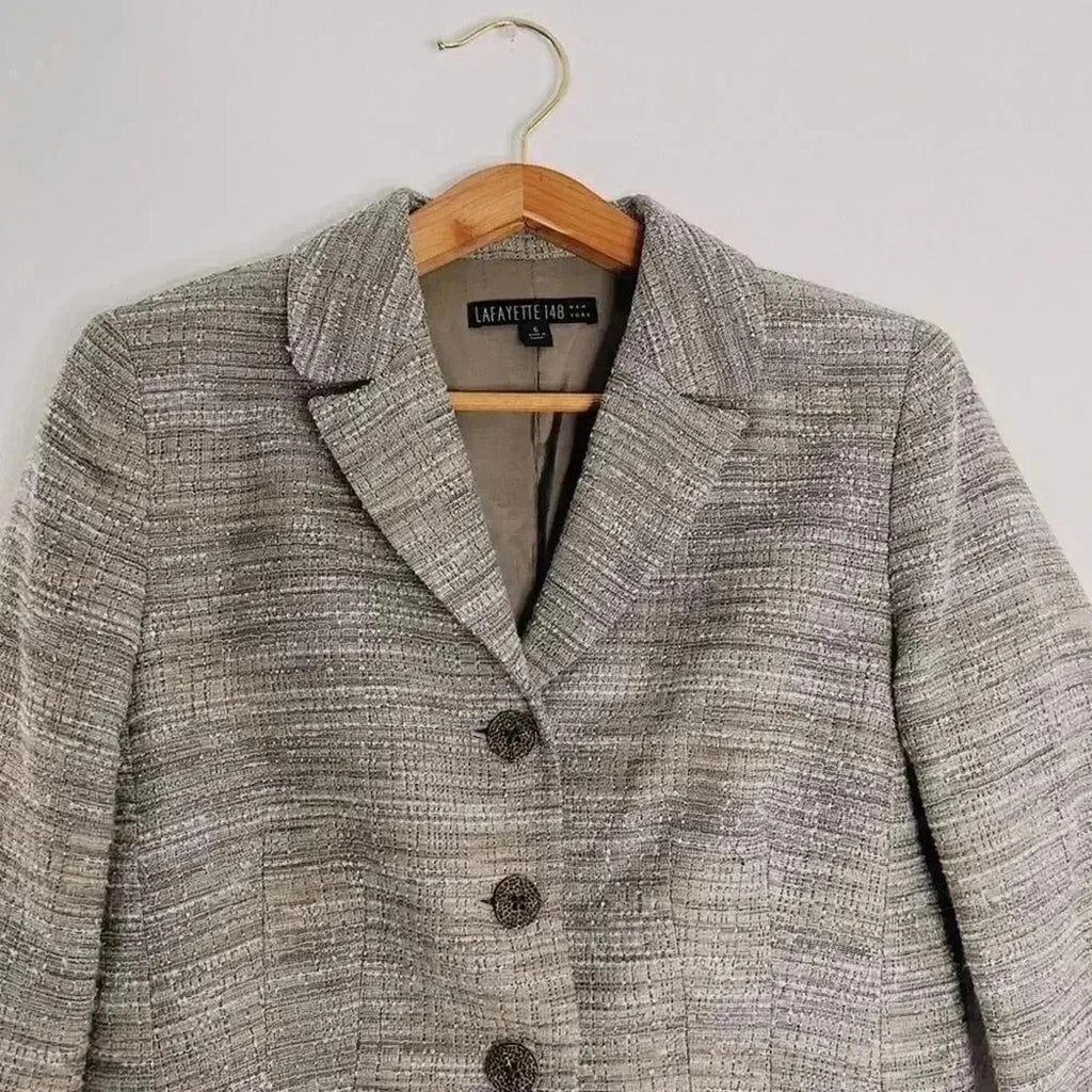 Lafayette 148 Tan Tweed Blazer Women's Size 6 Business Casual Formal Office