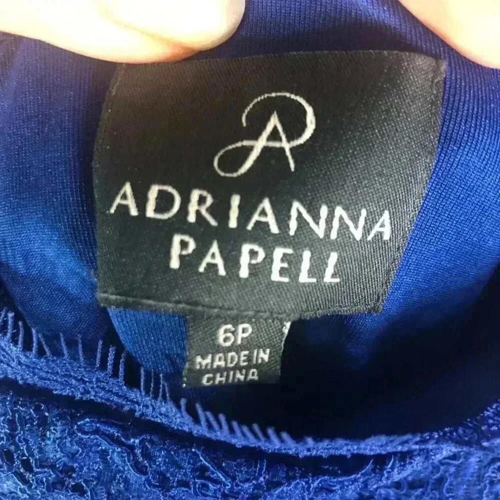 Adriana Papell Blue Lace Cocktail Mini Dress Formal Women's Size 6P