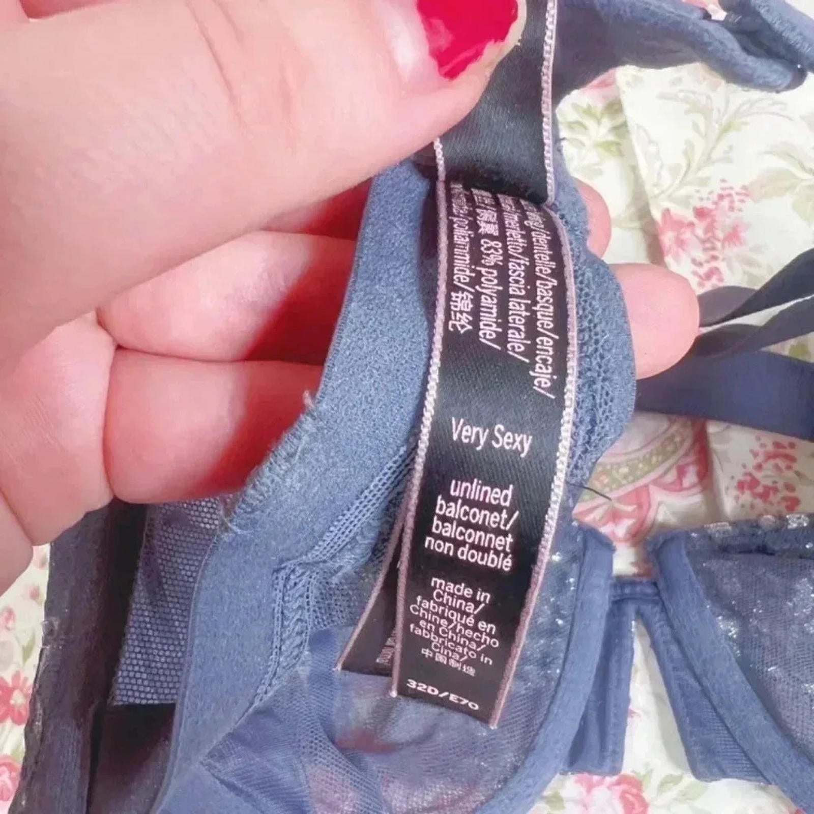 Victoria's Secret Very Sexy Unlined Balconet Bra Grey and Silver 32D
