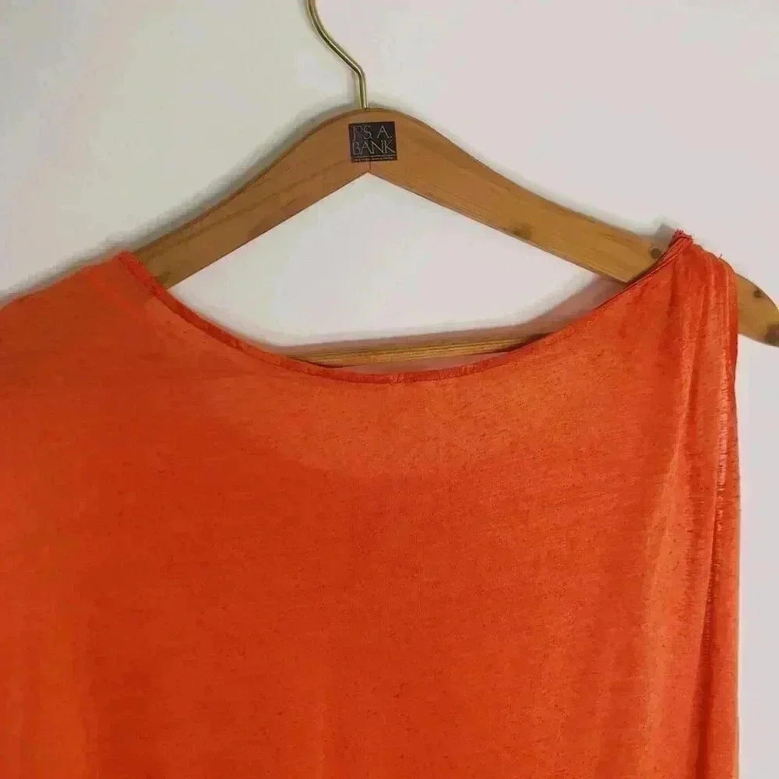 NWT Free People Orange Asymmetrical Burnout T Shirt Top Women's Size S