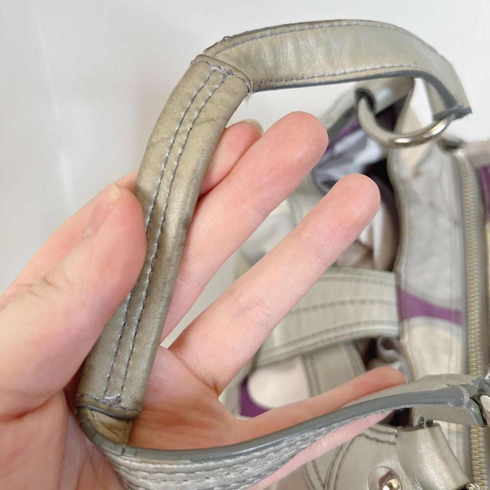Coach y2k Vintage Signature Soho Satin Scarf Print Purple Silver Monogram Bag