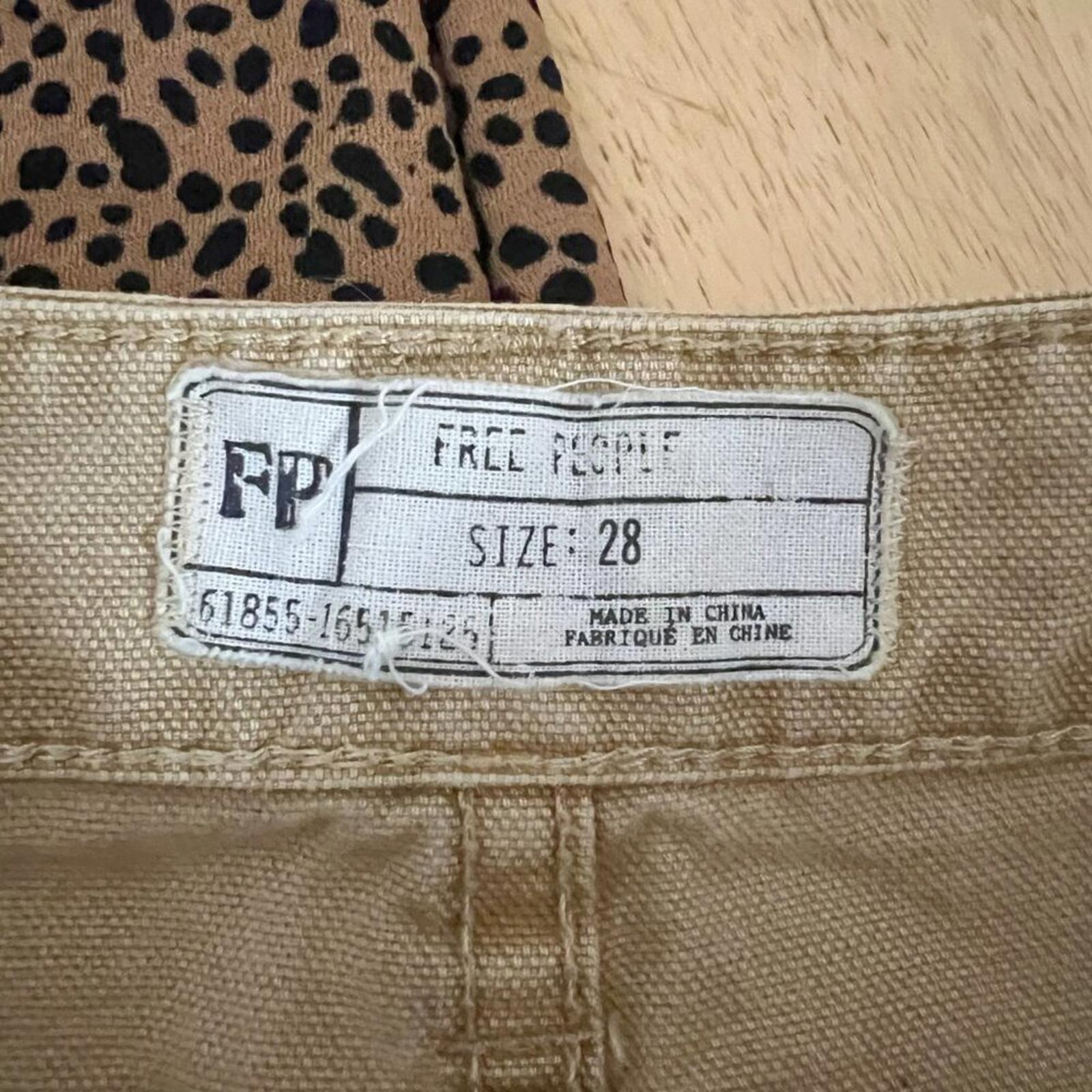 Free People Cargo Khaki Cargo Mini Skirt Distressed Raw Hem Tan Women's Size 28