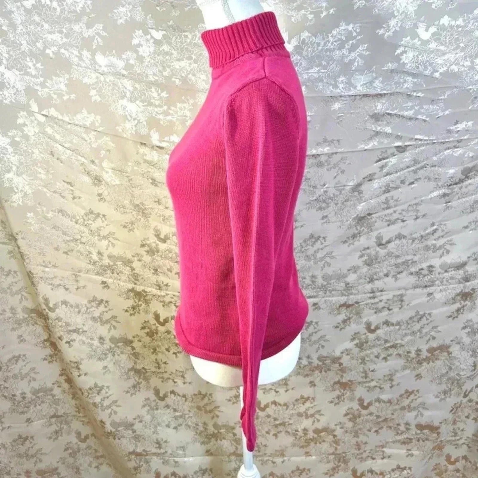y2k Vintage True Grit Pink Knit Turtleneck Size XS