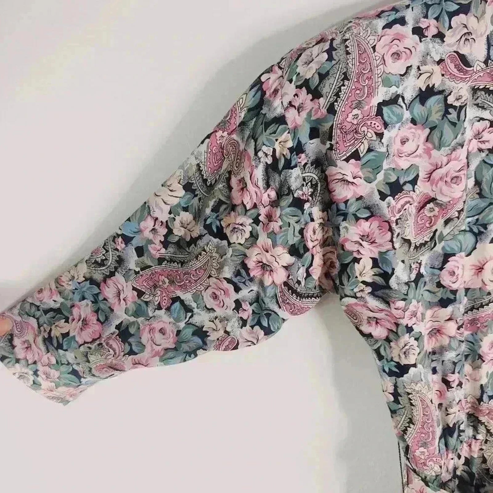 Vintage 80s E. D. Michaels Floral Dress With Belt Women's Size 3 4 Petite