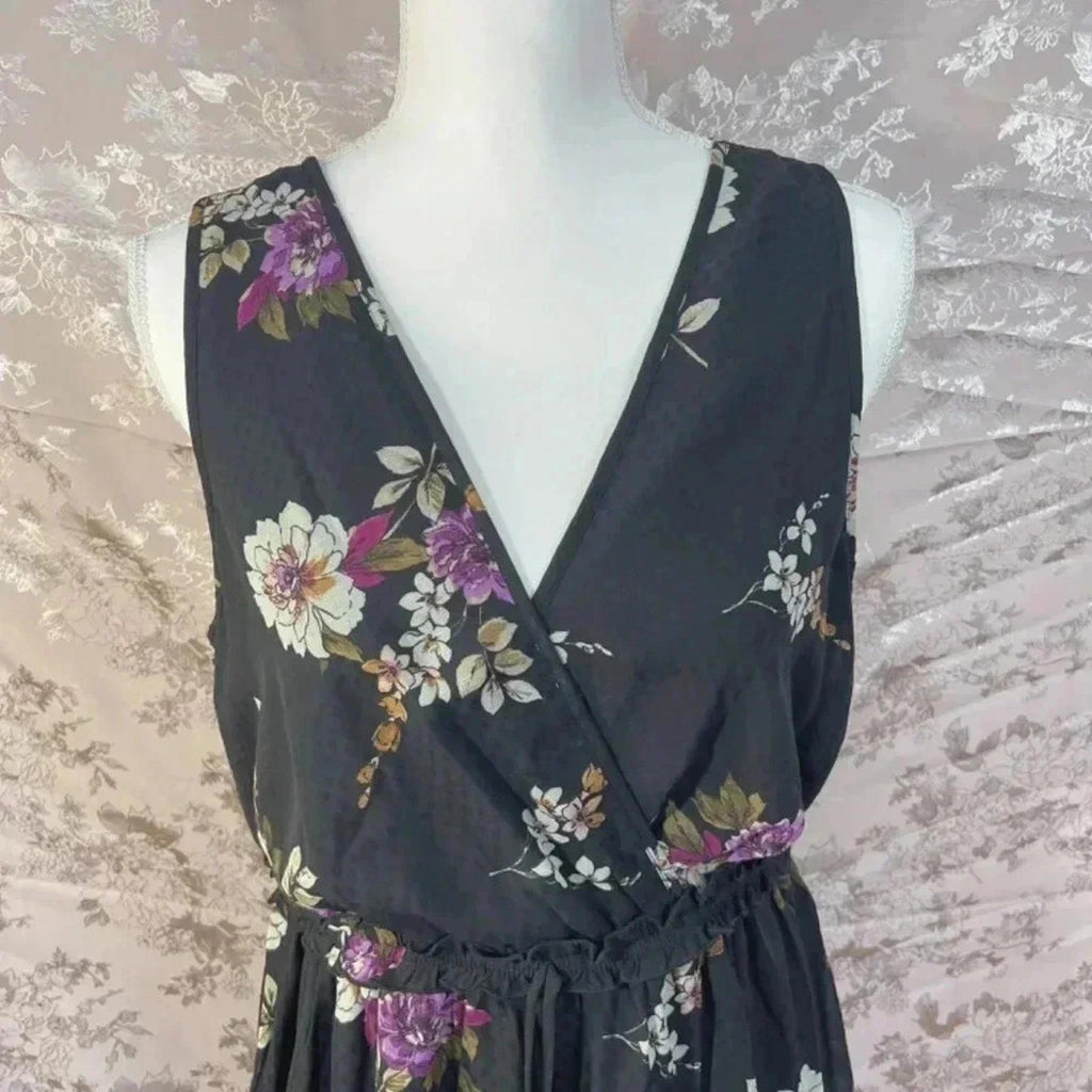 NWT Speechless Black Chiffon Dress Purple Flowers Size XL