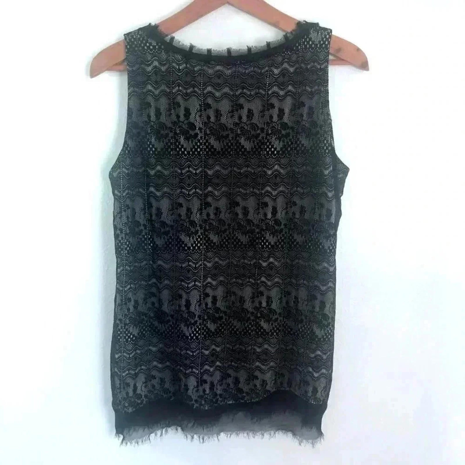 Cabi Black Lace Bow Tank Nude Underlayer Style 552 Office Work Women's Size M