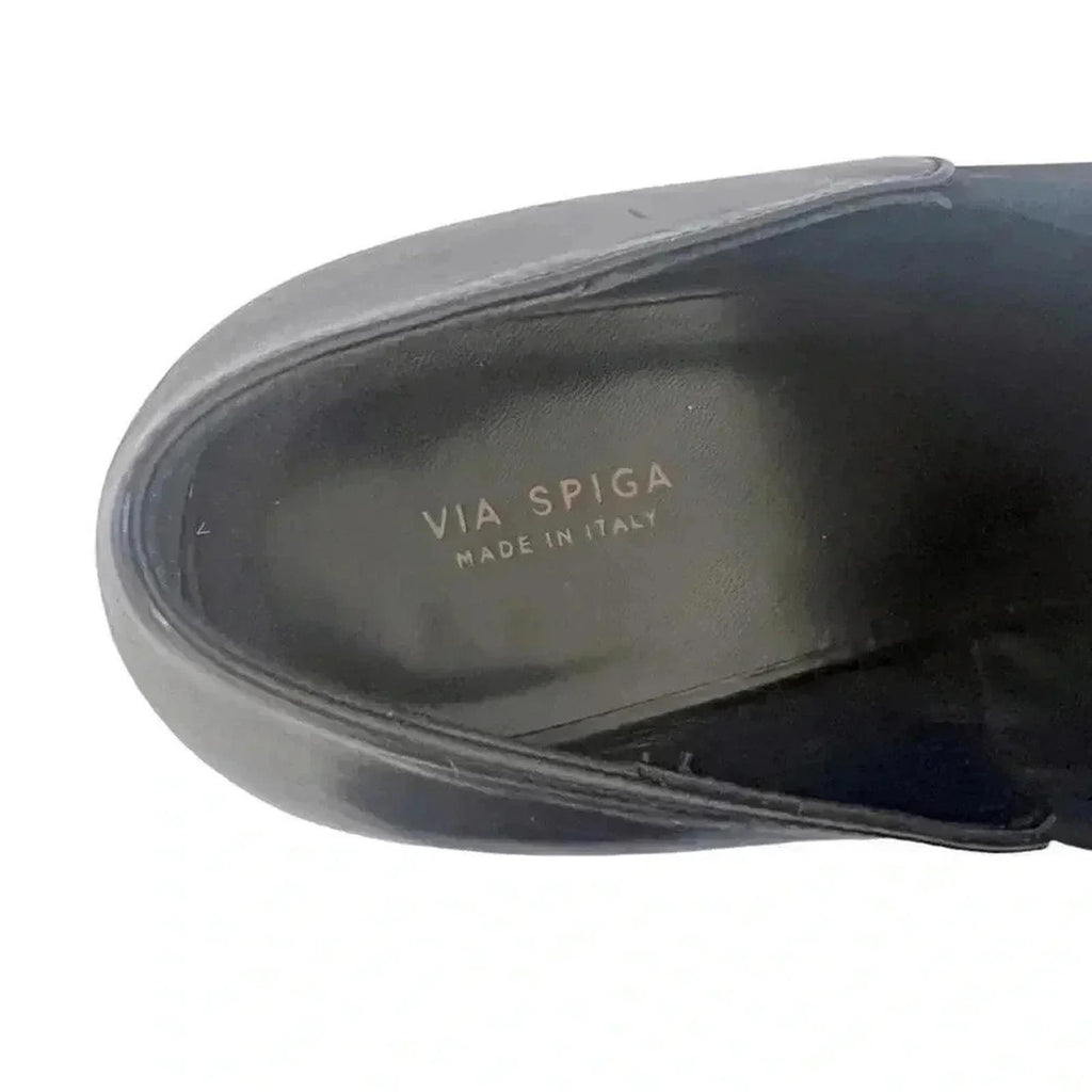 Via. Spiga Tate Black Leather and Neoprene Slip Ons Women's Size 9.5