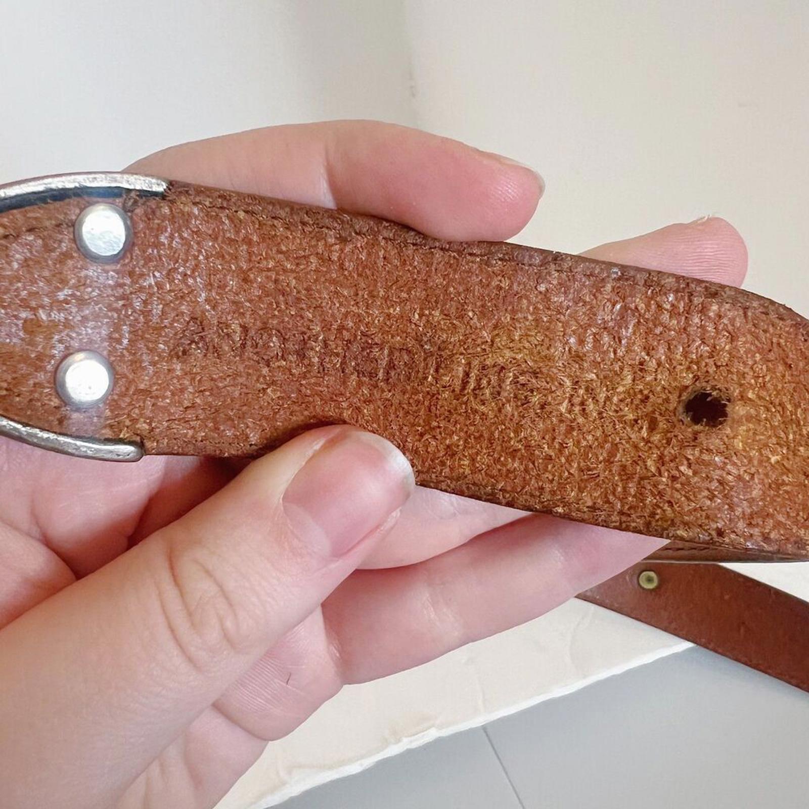 Vintage Brown Leather Belt Floral Engraved Western Country Size 30