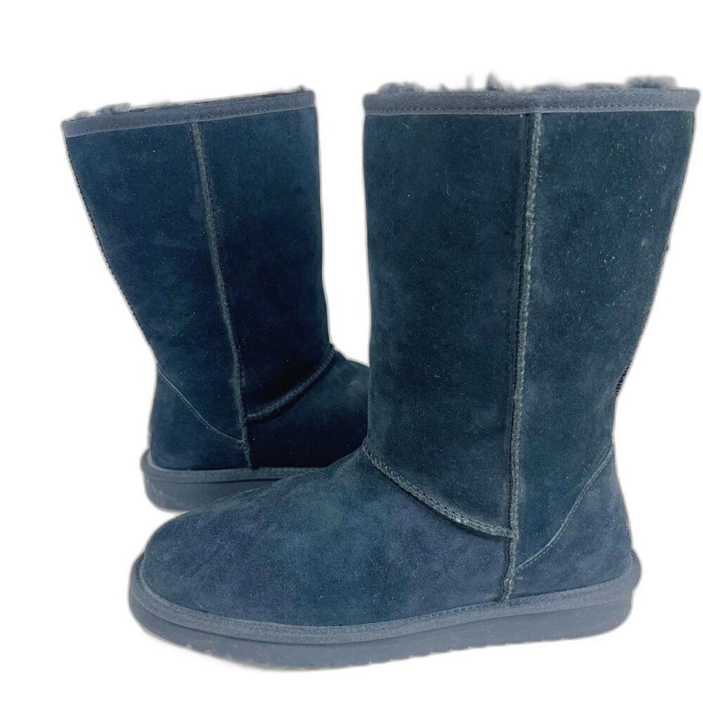 Koolaburra by Ugg Black Shearling Boots Fuzzy Leather Winter Fur Size 10