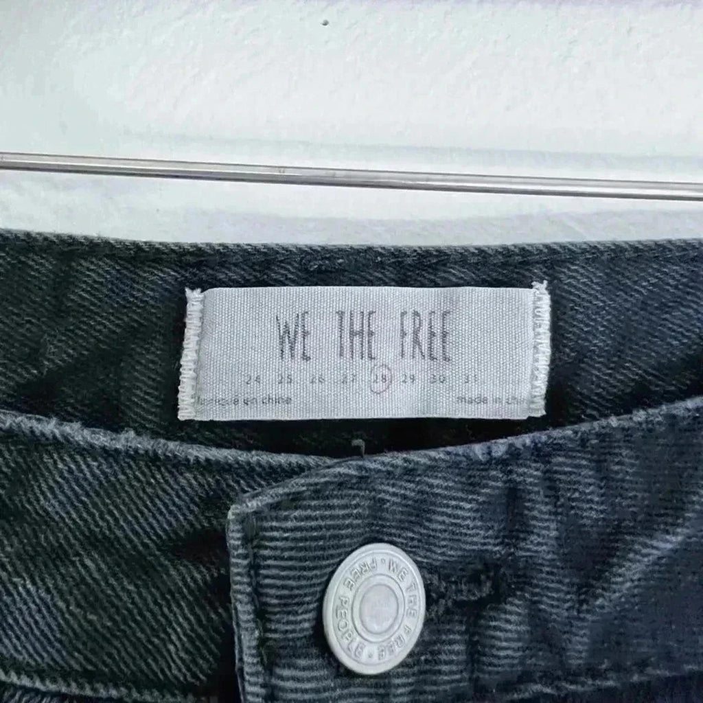 NWOT We the Free Black Bell Bottom Flared Distressed Jeans Women's Size 28