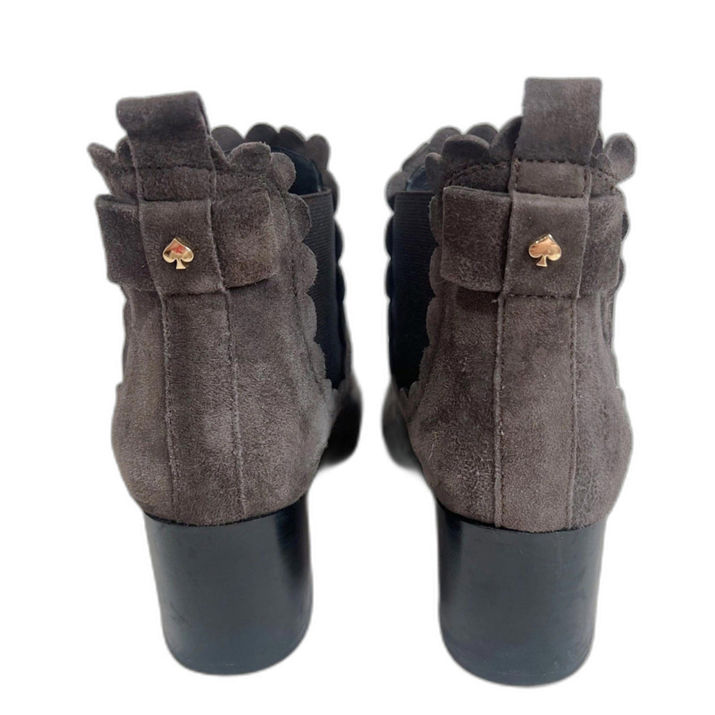 Kate Spade Garden Boots Taupe Suede Scalloped Ankle Boots Booties Size 5