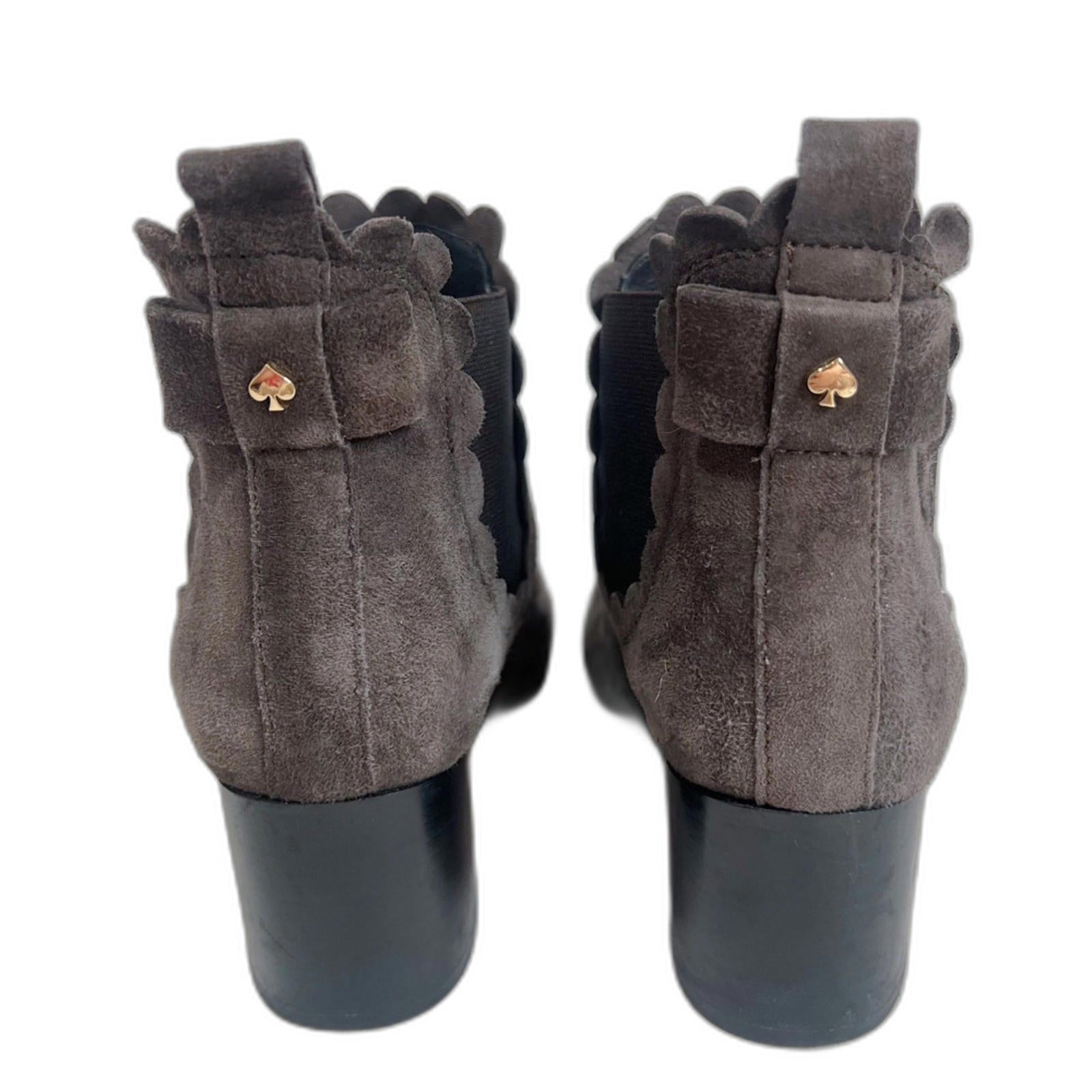 Kate Spade Garden Boots Taupe Suede Scalloped Ankle Boots Booties Size 5