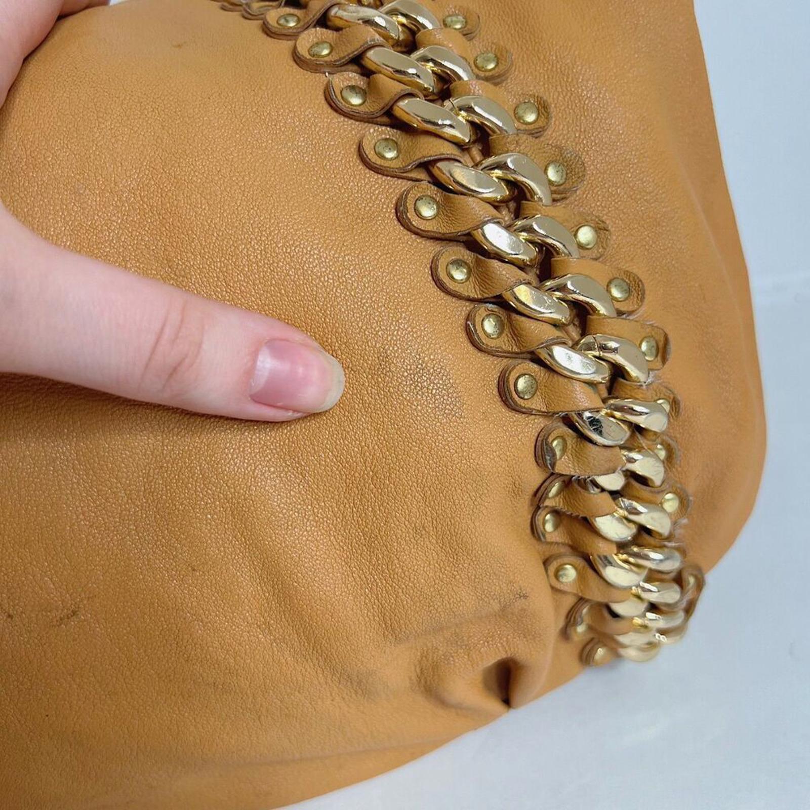 Michael Kors y2k Vintage ID Chain Hobo Bag Tan Light Brown Shoulder Bag