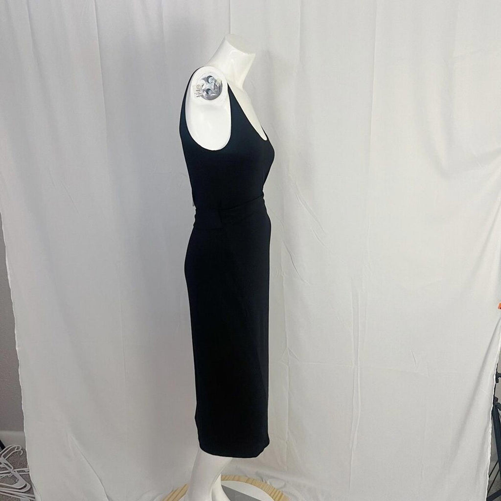 NWT Vince Scoop Neck Jersey Wrap Dress in Black Midi Dress Women's Size M