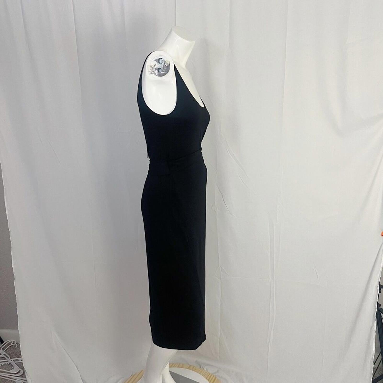 NWT Vince Scoop Neck Jersey Wrap Dress in Black Midi Dress Women's Size M