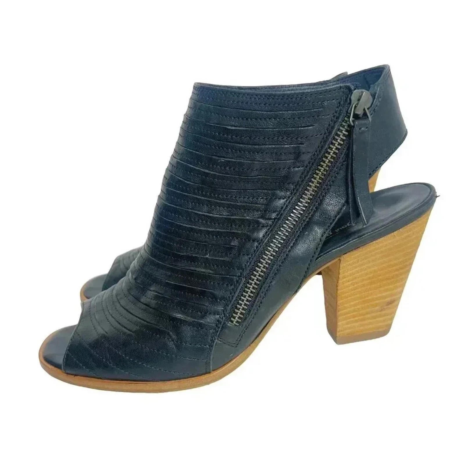 Paul Green Cayanne Black Leather Heeled Sandal Women's Size 7 UK 9.5 US