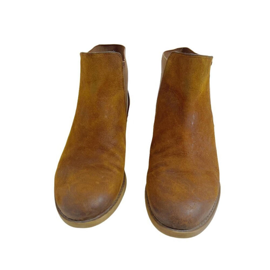 Franco Sarto Kabrina Brown Suede Distressed Leather Booties Boots Size 6.5