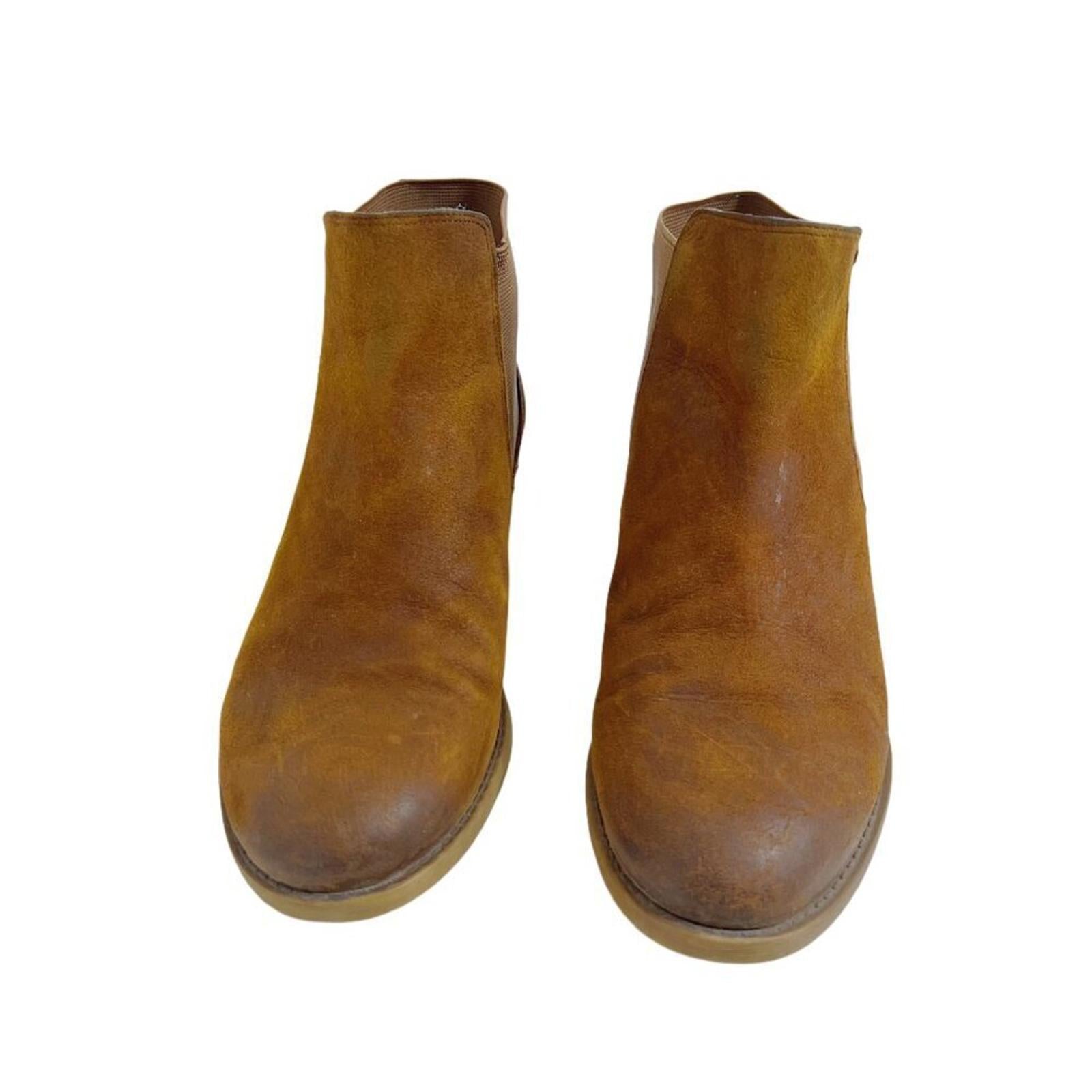 Franco Sarto Kabrina Brown Suede Distressed Leather Booties Boots Size 6.5