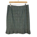 y2k Tahari Vintage Grey Green Plaid Pencil Skirt Pleated Office Siren Size 12