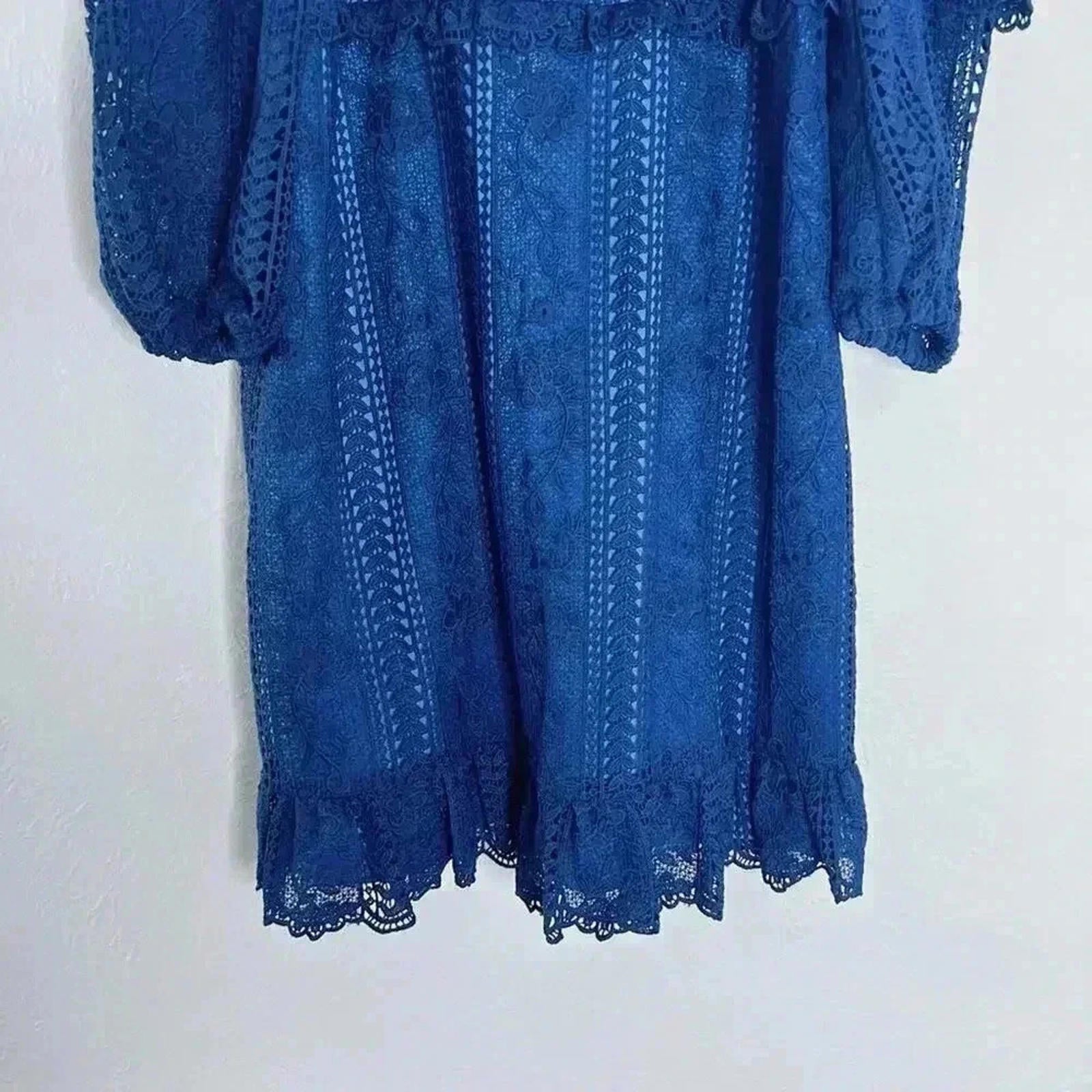 NWT Parker Blue Eyelet Off the Shoulder Dress in Night Women's Size 8