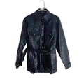 Faux Leather Button Up Jacket Belted Women's Size S