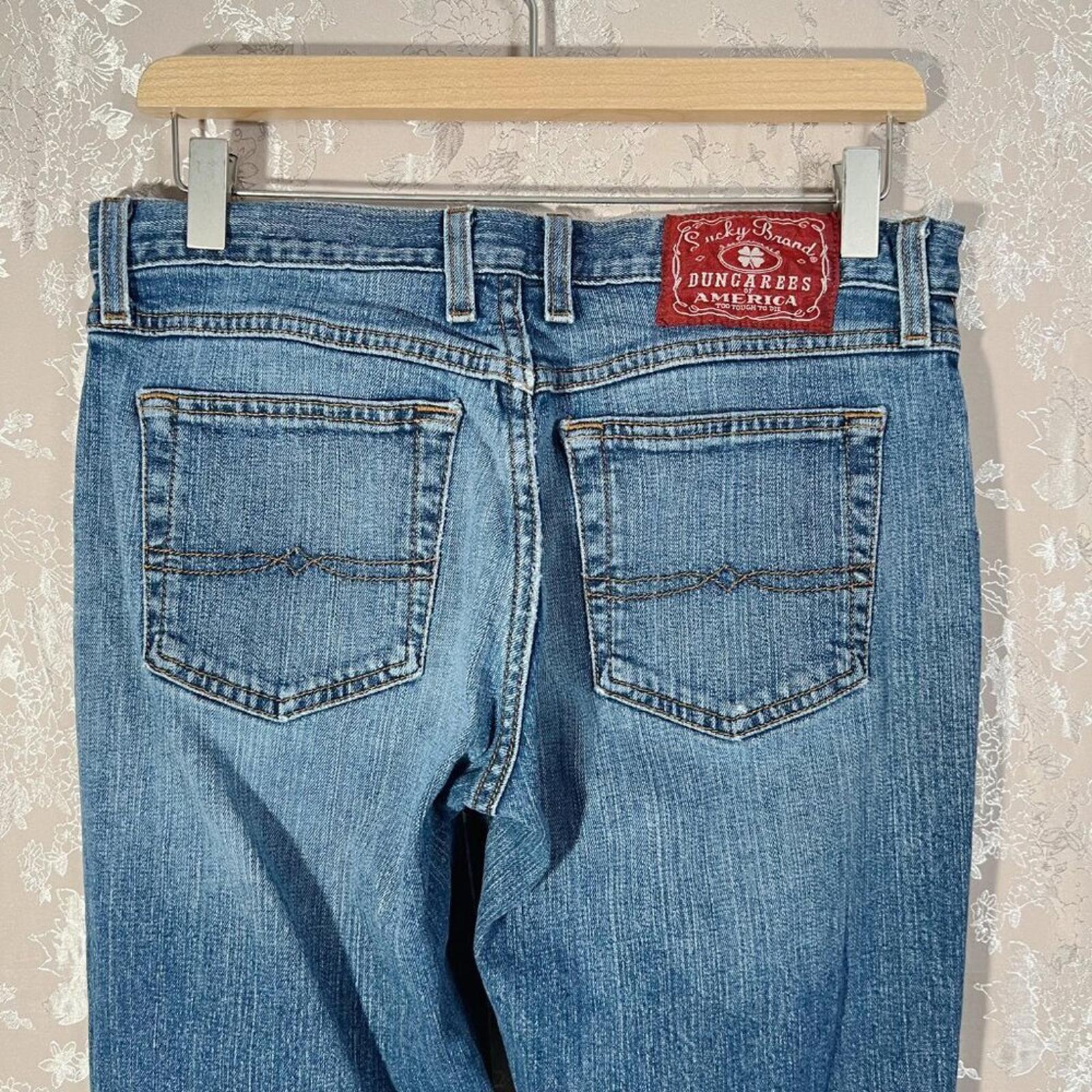 y2k Vintage Lucky Brand Dungarees Mid Rise Flare Medium Wash Bootcut Size 8 29
