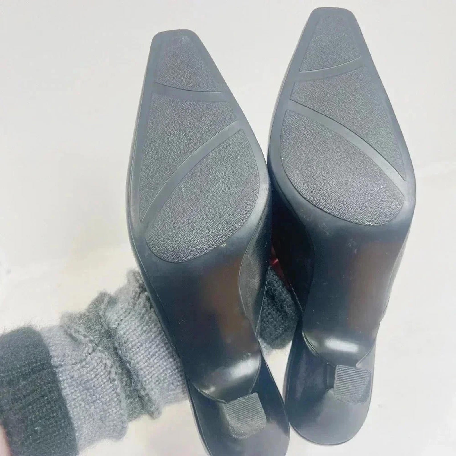 Y2k Merona Allyn Black Leather Kitten Heels Bow Size 5.5