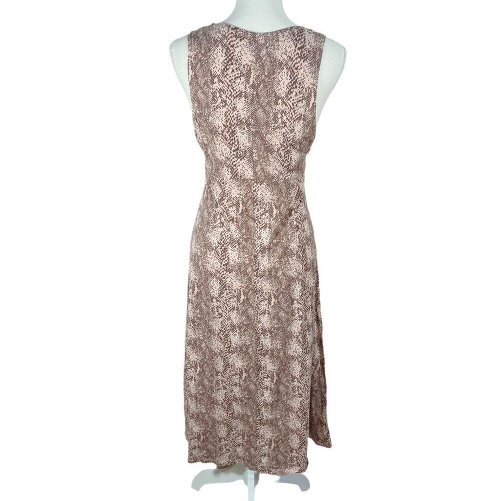 Urban Outfitters UO  Pink and Brown Snakeprint Midi Dress Slit Women's Size M