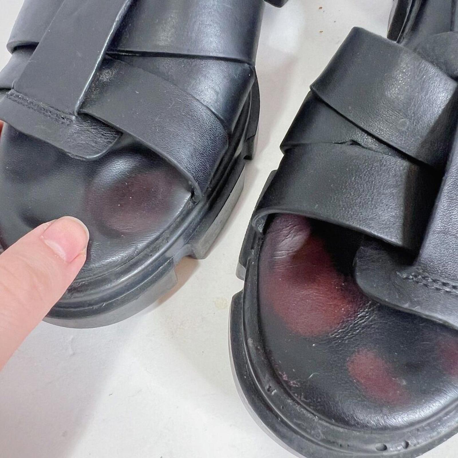 Free People Brooks Black Leather Fisherman Sandals Lug Sole Platform Size 8.5