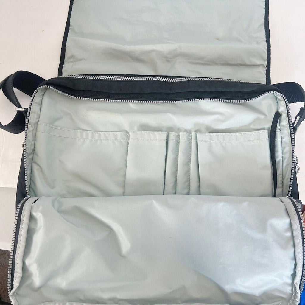 Kipling y2k Vintage Black Nylon Messenger Bag Laptop Bag Travel Bag