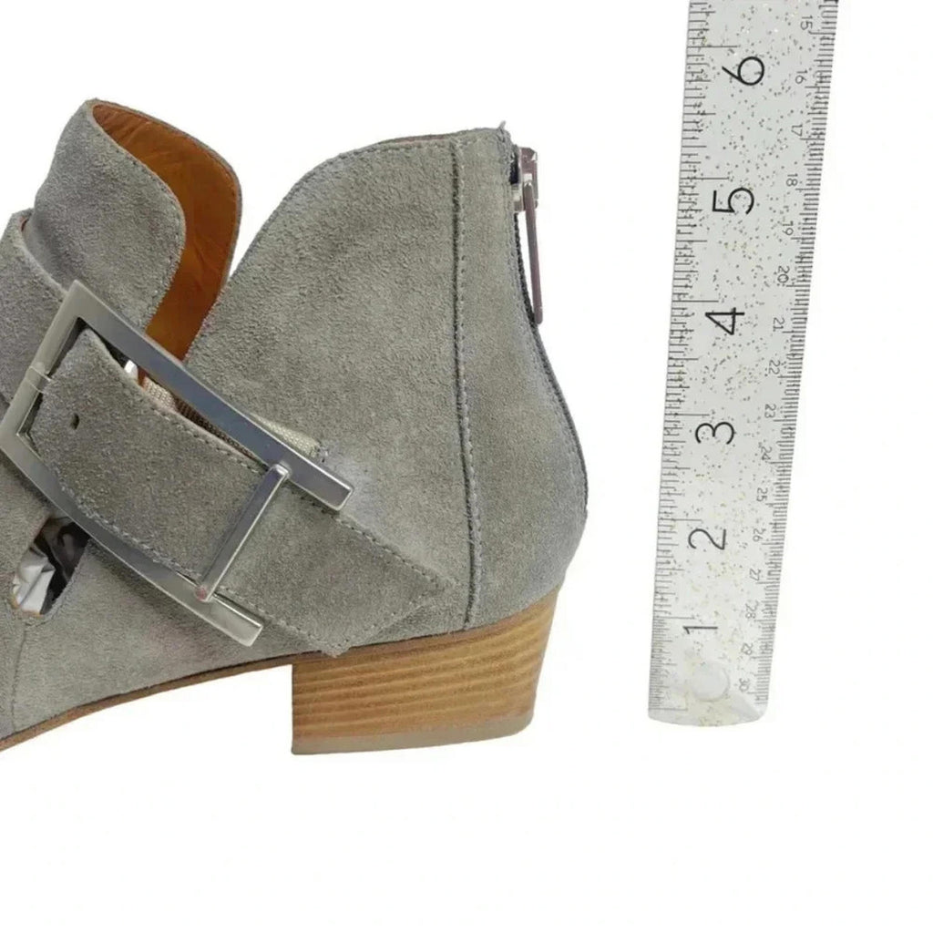 Aquatalia Like New Filomena Grey Suede Buckled Booties Women's Size 8.5