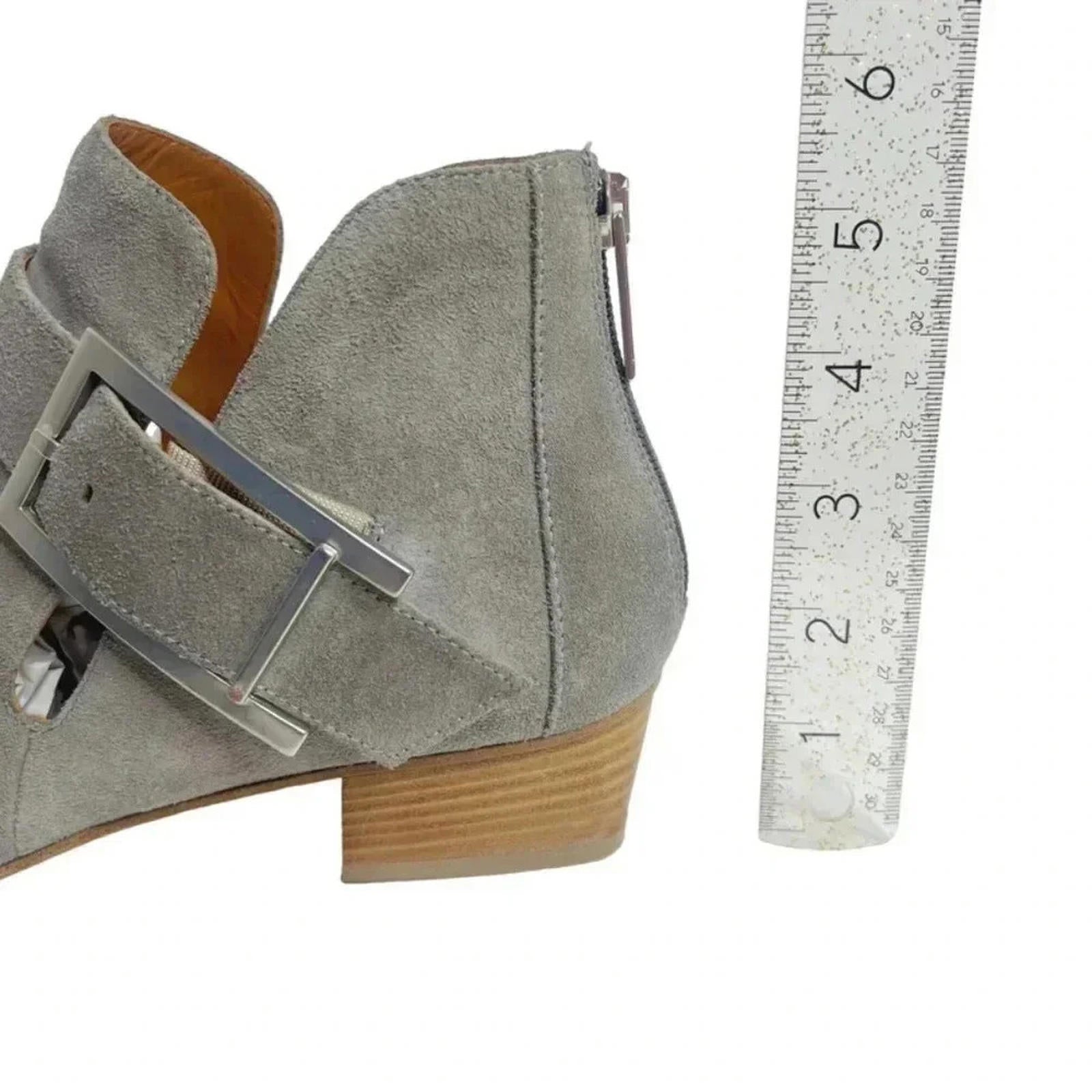 Aquatalia Like New Filomena Grey Suede Buckled Booties Women's Size 8.5