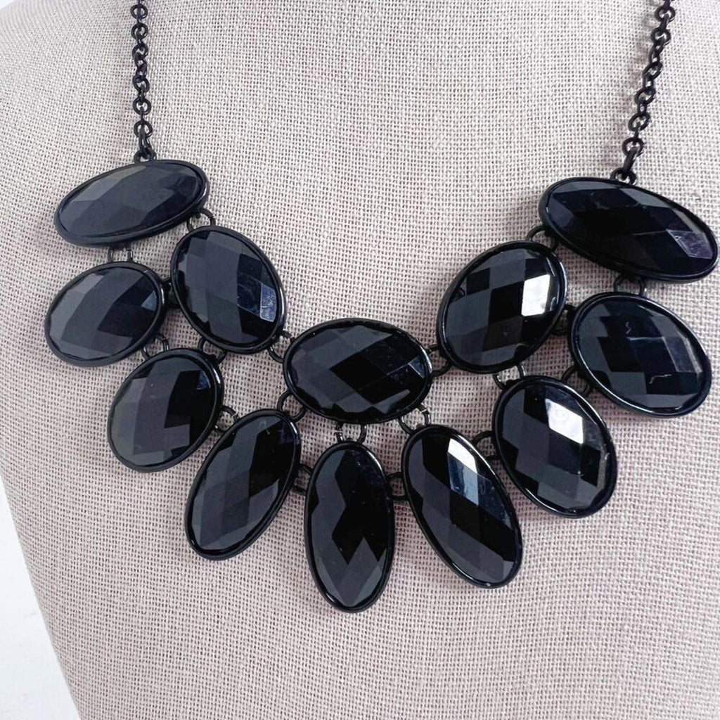 Black Rhinestone Statement Necklace