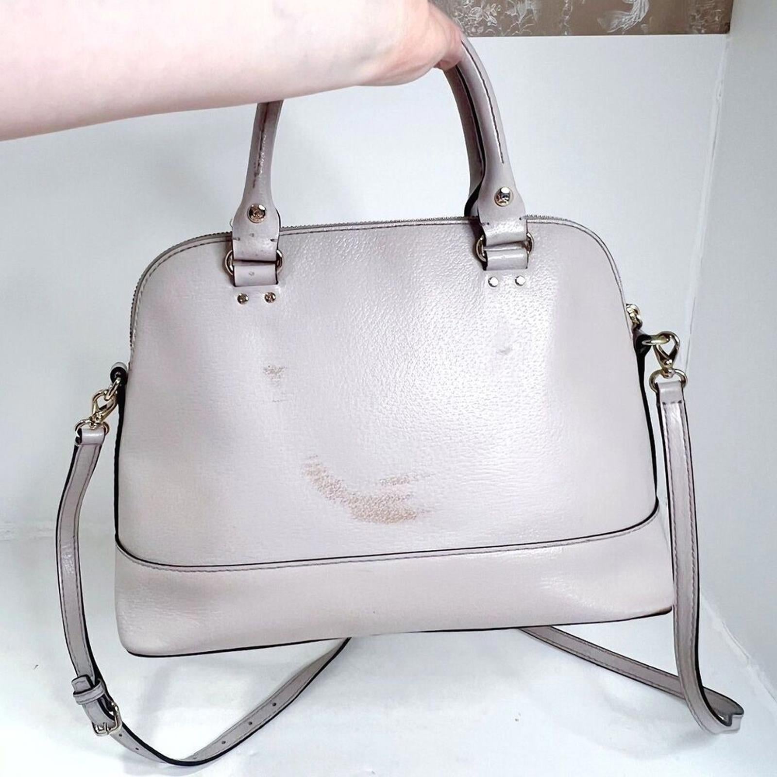 Kate Spade Rachelle Wellesly Light Taupe Cream Leather Structured Shoulder Bag