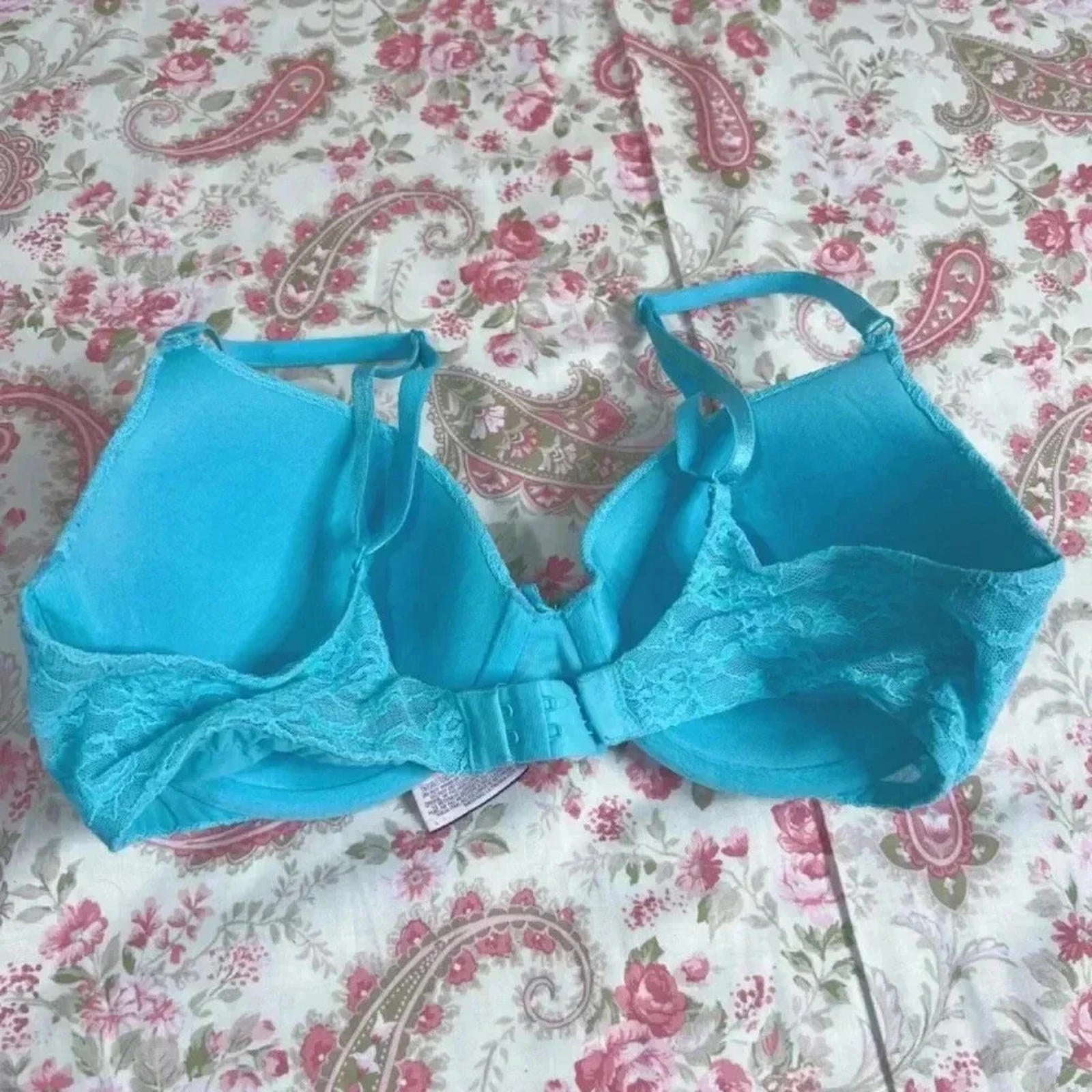 Victoria's Secret Blue Lace Lined Perfect Coverage Bra 34C