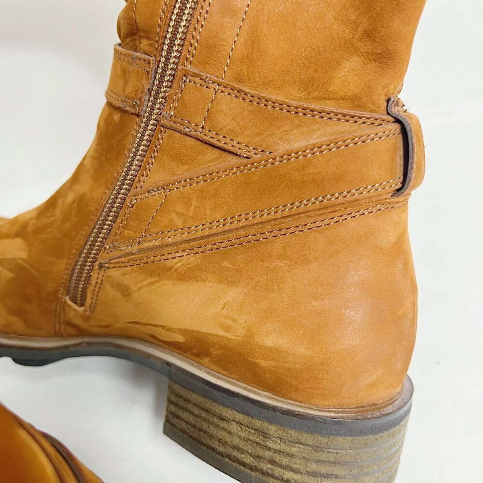Paul Green Denver Belted Biker Moto Booties Ankle Boots in Toffee Suede Size 7
