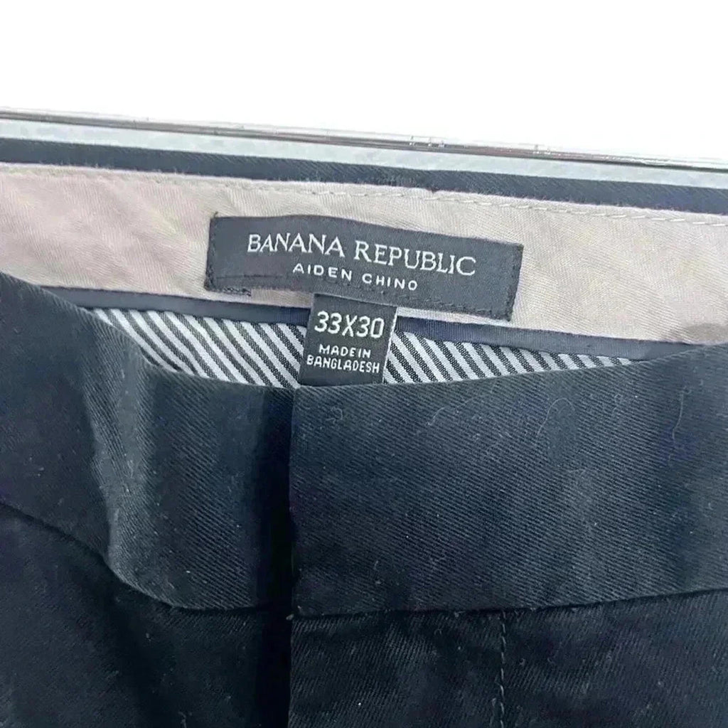 Banana Republic Aiden Chino Pants in Black Business Casual Office Size 33 x 30