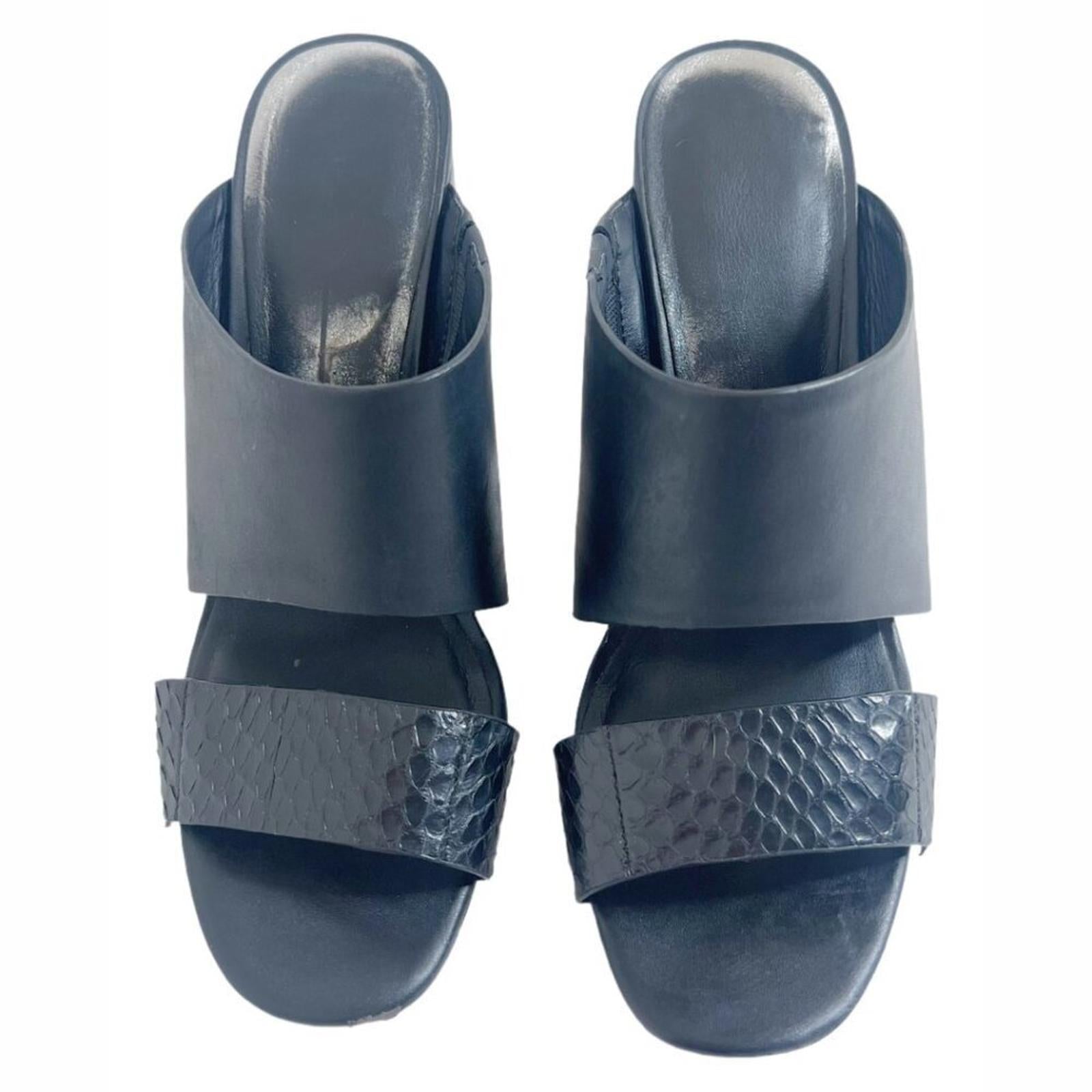 Dolce Vita Black Leather Chunky Heel Sandals Women's Size 8.5
