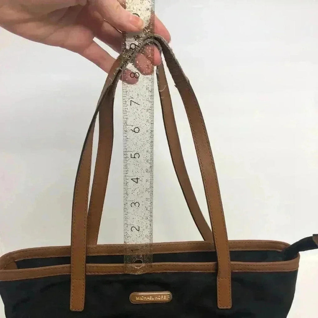 Michael Kors Black Nylon Tote Bag Leather Straps