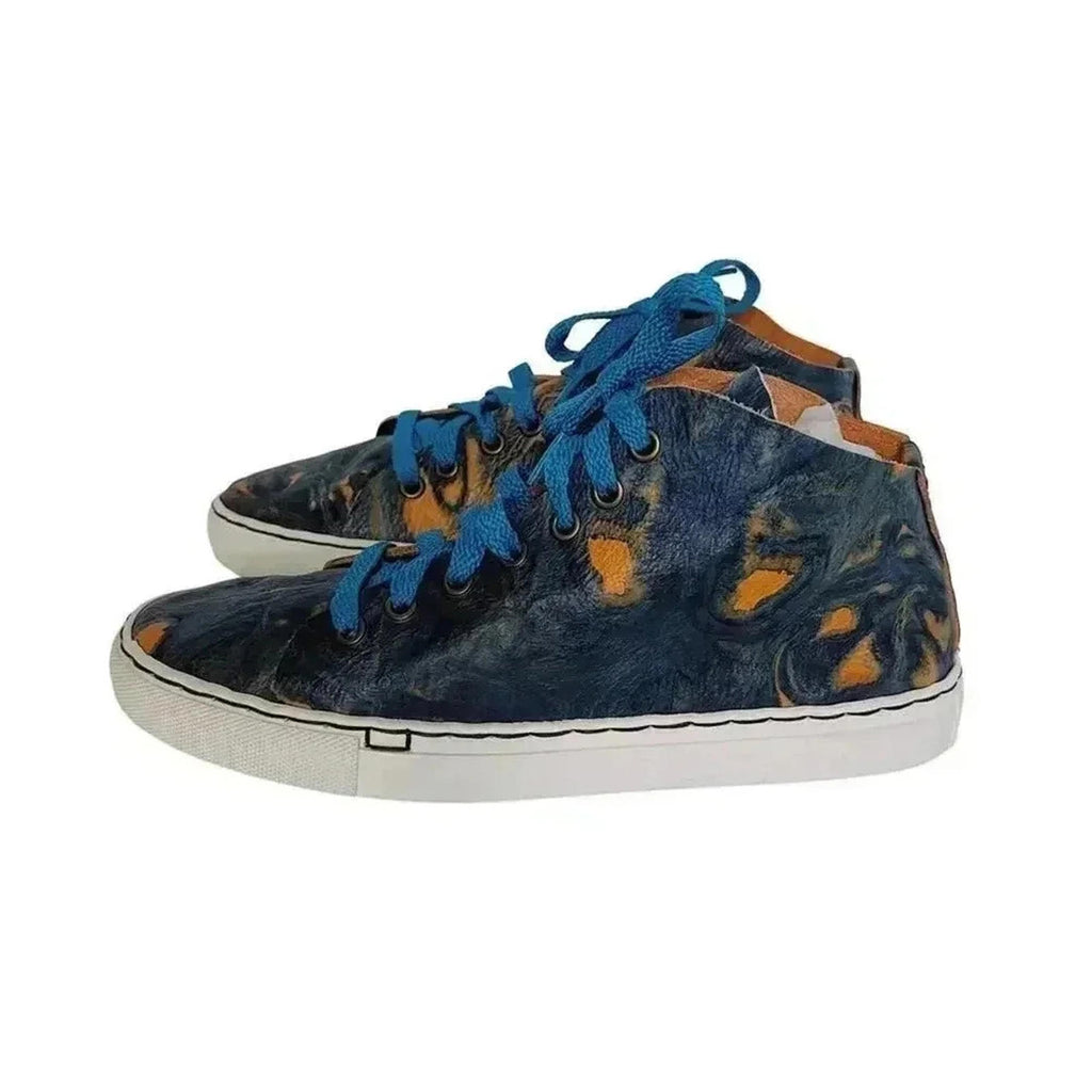 NWOT Moo Young Leather Blue Dip Dyed Sneakers