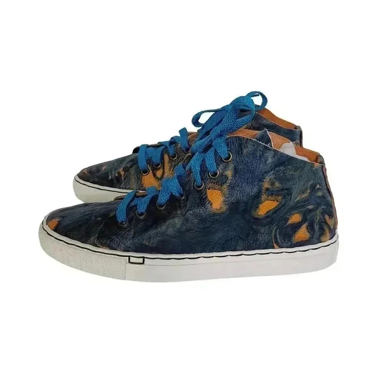 NWOT Moo Young Leather Blue Dip Dyed Sneakers