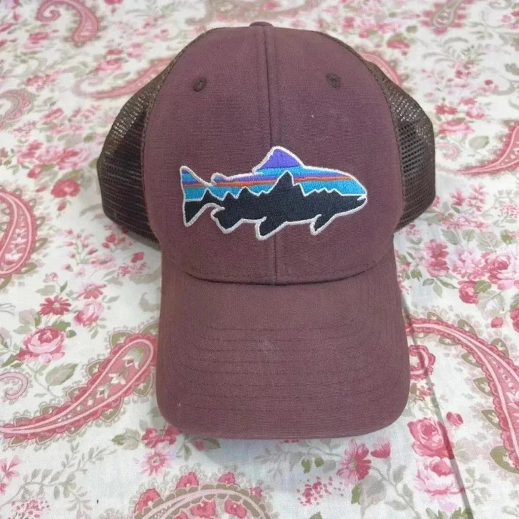 Patagonia Brown Trout Mountains Snapback Cap Fish Logo