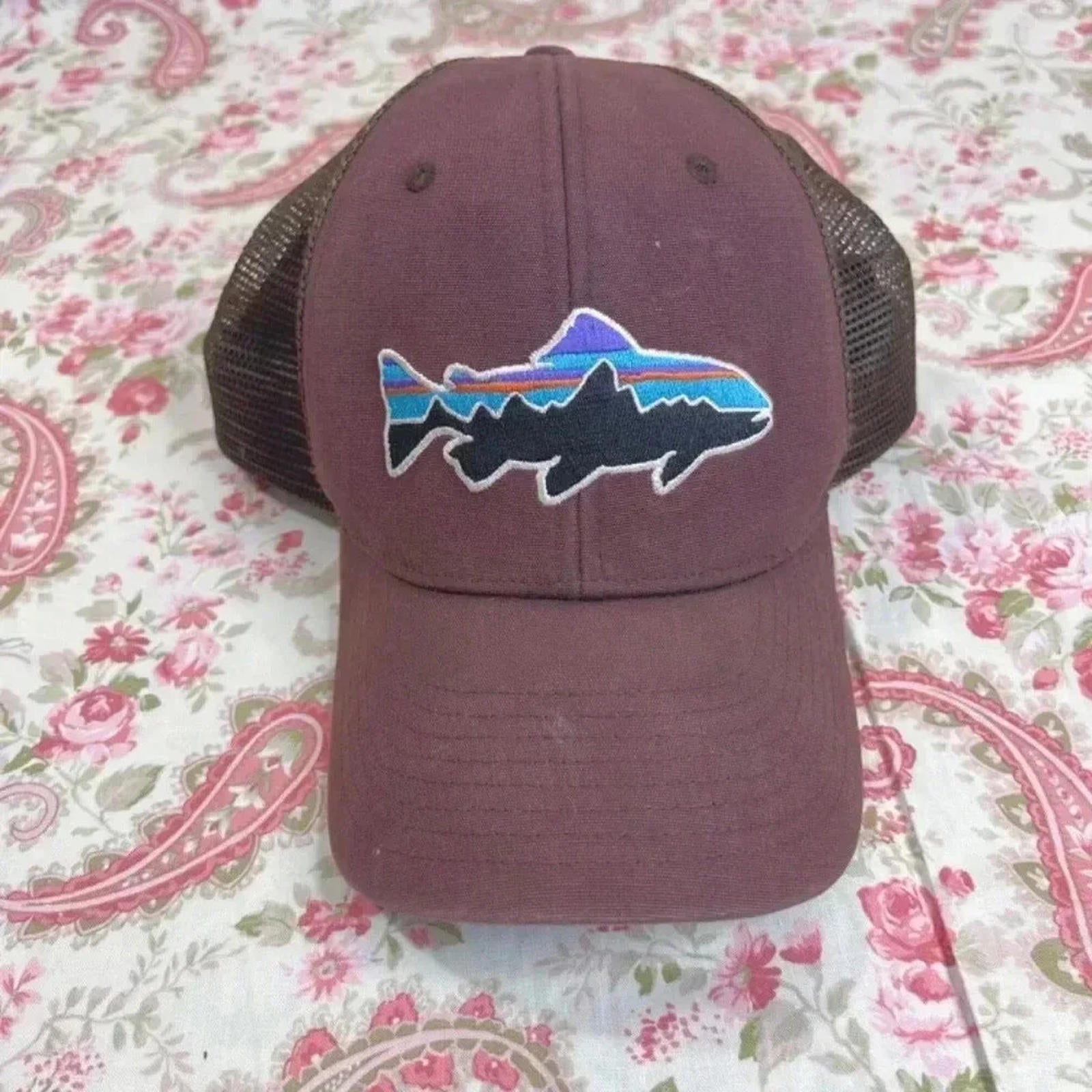 Patagonia Brown Trout Mountains Snapback Cap Fish Logo