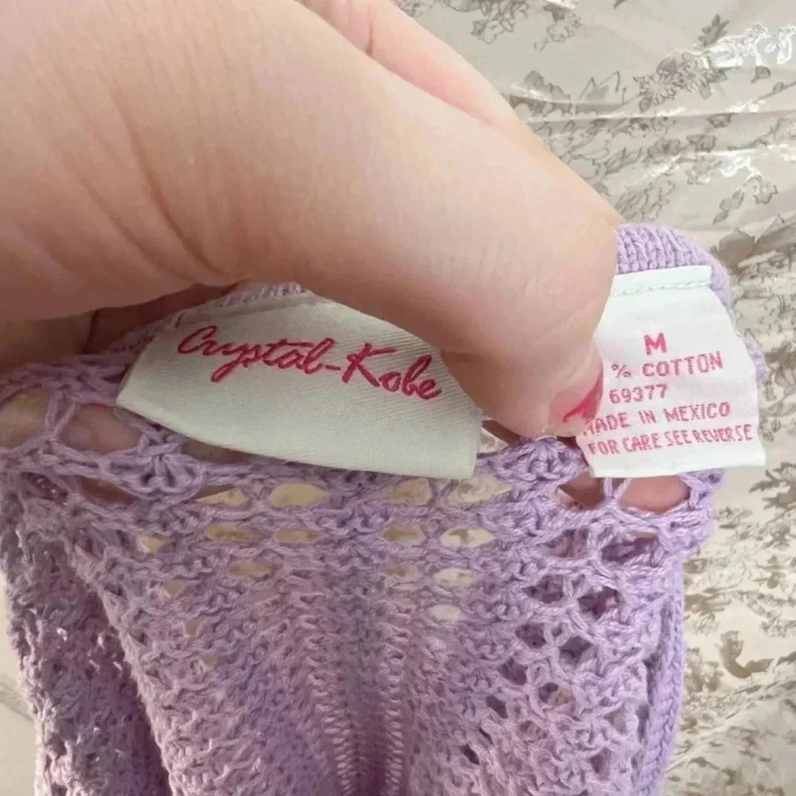 y2k Vintage Crystal Kole Purple Loose Knit Cardigan Women's Size M