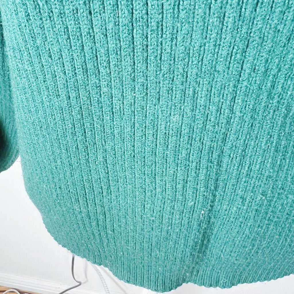 Anthropologie Green Ribbed Mock Neck Sweater Women's Size XS