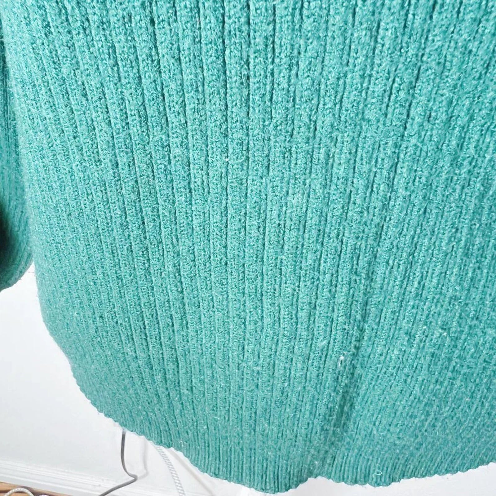 Anthropologie Green Ribbed Mock Neck Sweater Women's Size XS