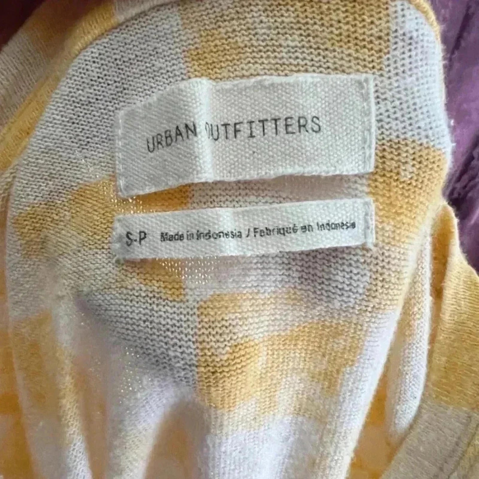 Urban Outfitters Yellow Checkerboard T Shirt Dress With Butterfly Women's Size S