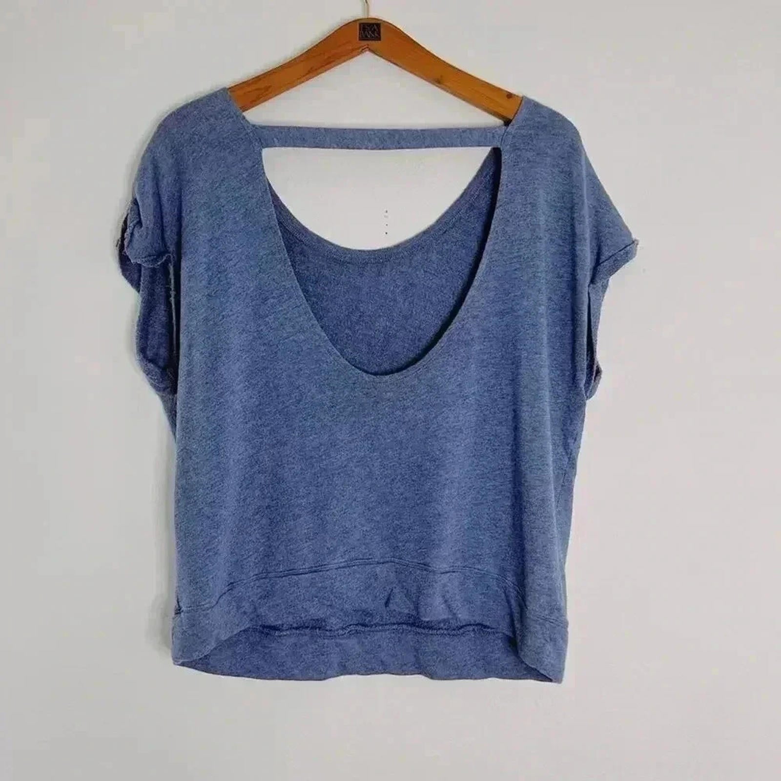 Victoria's Secret VS Blue Terrycloth Relaxed Fit Tee Open Back Loungewear Size L